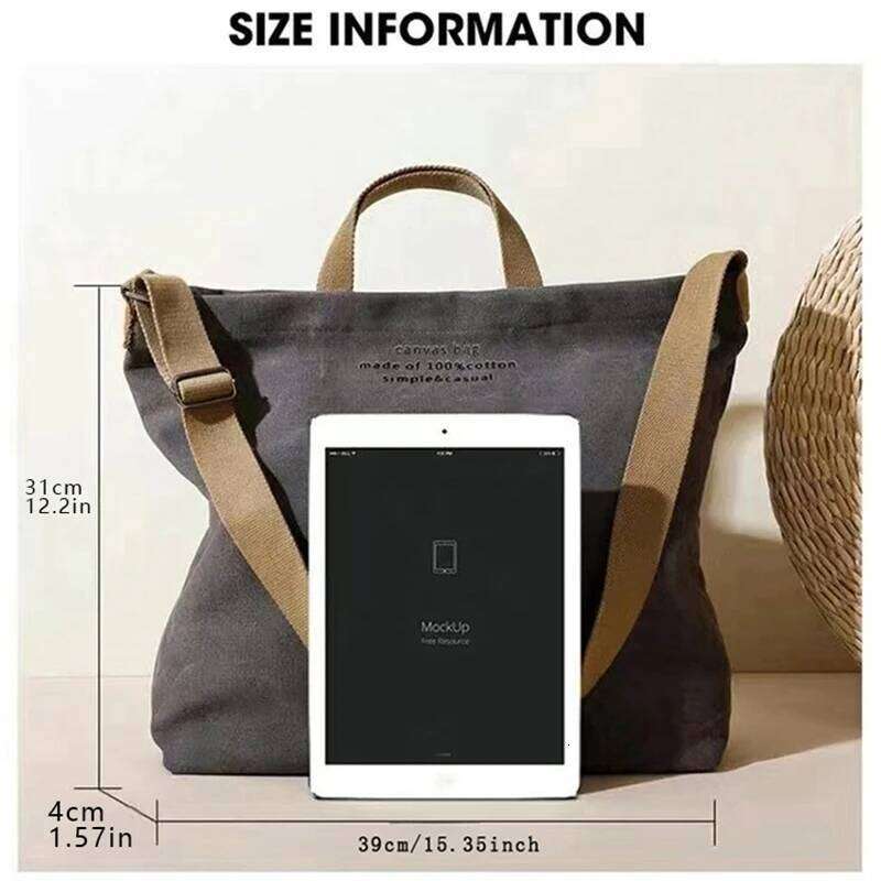 Large capacity commuter canvas messenger Laptop Simple all-in-one Tote Academy girl crossbody bag zwq