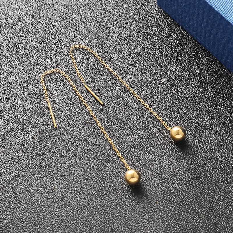 Stainless Steel Gold Color Tassel Bead Drop Earrings Trend Earrings For Women Romantic Gift Party Fashion Jewelry XJ250722