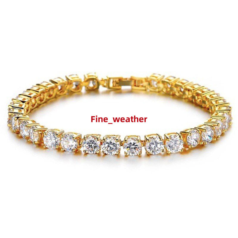 Stainless Steel Bling Tennis Bracelets Bangles Moissanite Chain Hip Hop Fashion Jewelry for Women Gold Plated Brass Jewelry