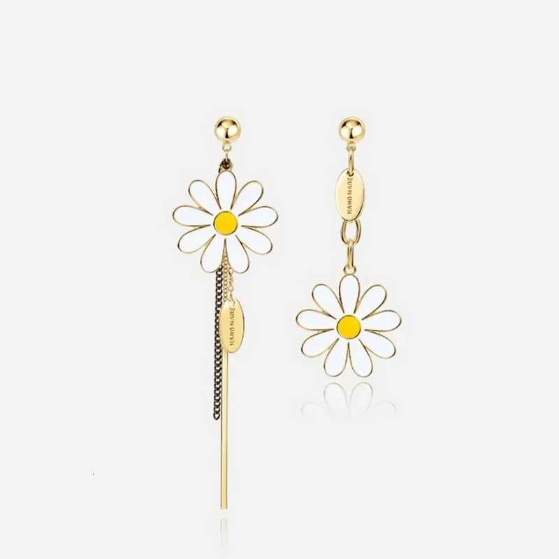 Summer New Korean Floral Daisy Flower Drop Earrings Fashion Fresh Sunflower Asymmetric Earrings Girl Ears Jewelry Brincos Gift XJ250722