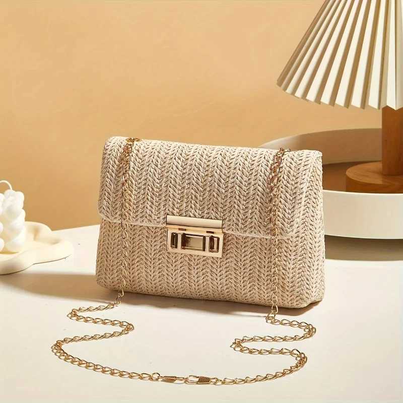 Woven Str Handwoven Mens Shoulder Bag Fi Solid Color Crossbody Purse with Lock Closure Y250722
