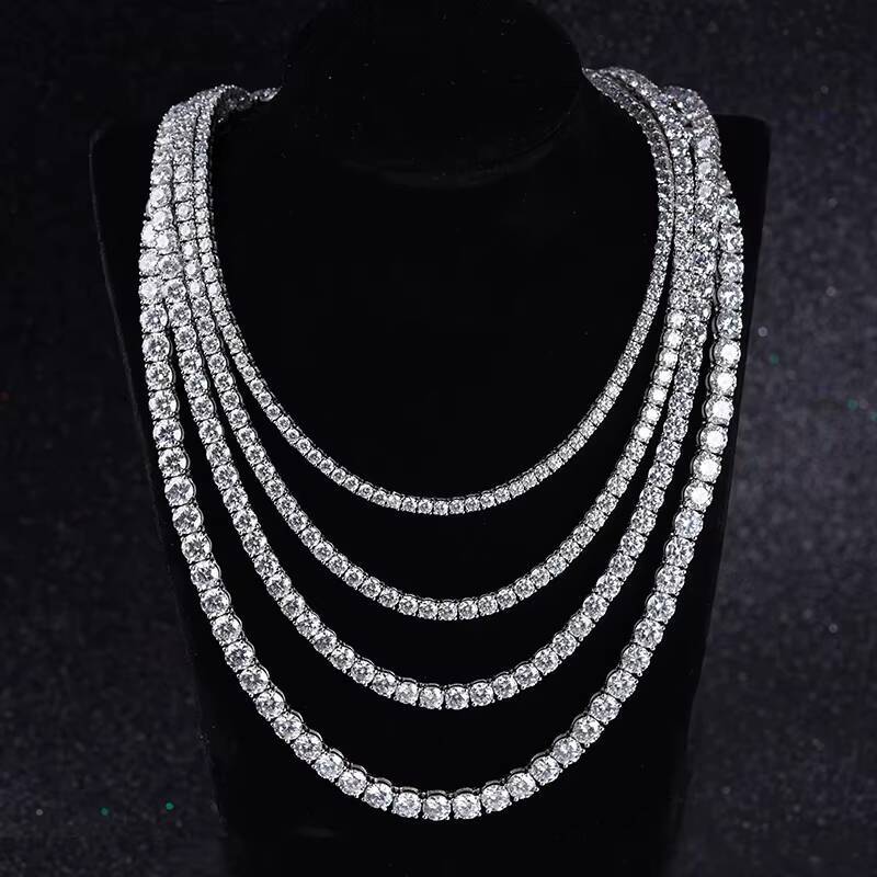 14K Rose Gold Tennis Link Chain Customizable VVS Moissanite Diamond Necklace Cuban Link Chain High Quality Fine Jewelry for Men