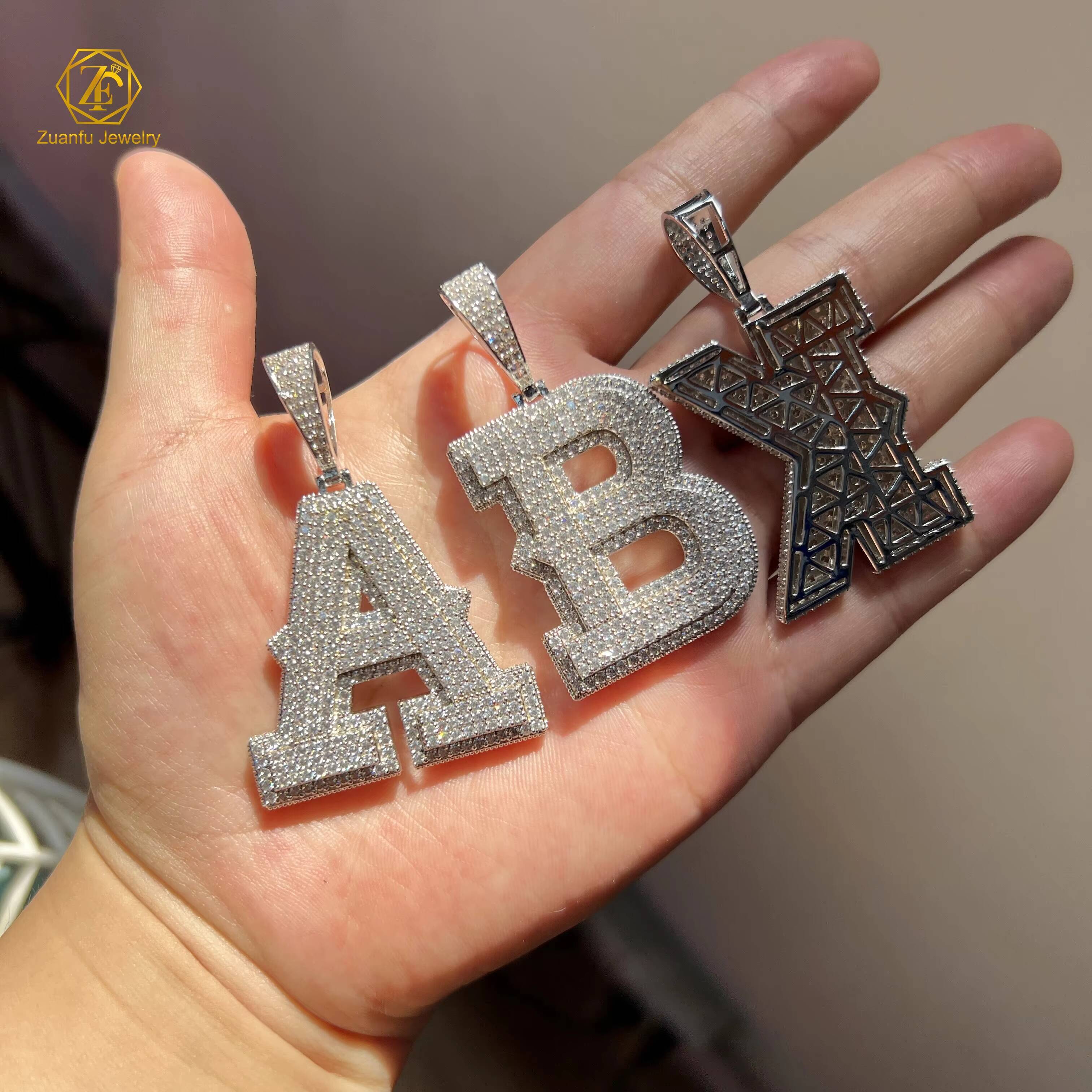 Custom Hip Hop Jewelry Pendant Pass Diamond Tester Iced Out VVS Moissanite Letter Pendant 925 Silver Men Necklace Pendant