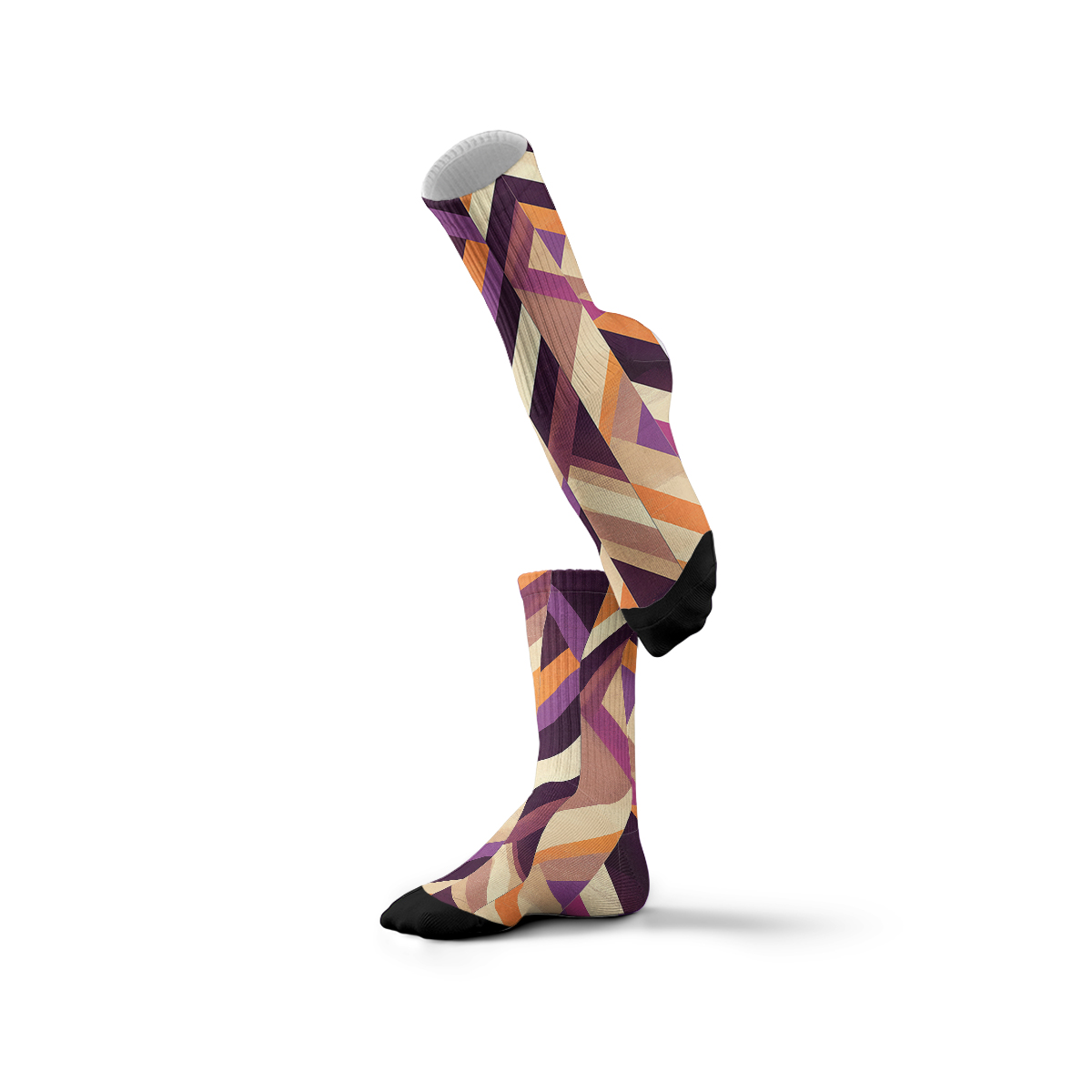 Color - Block Geometric Pattern Unisex Tube Designer Socks C084