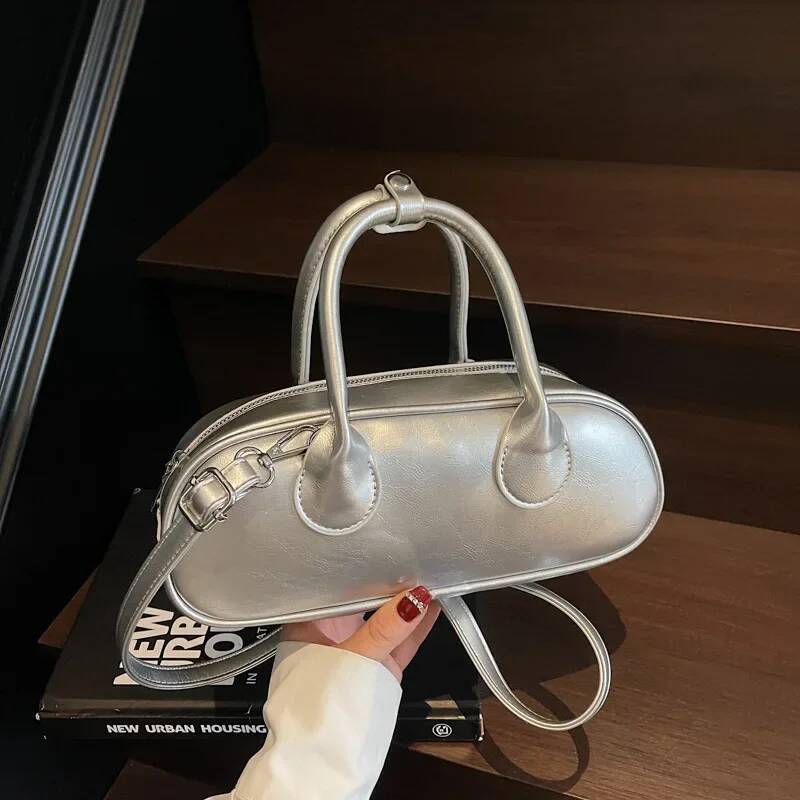 2025 Summer Women's Minimalist Solid Color Stylish Handheld Boston Bag - Elegant Versatile Shoulder/Crossbody Tote high-quality