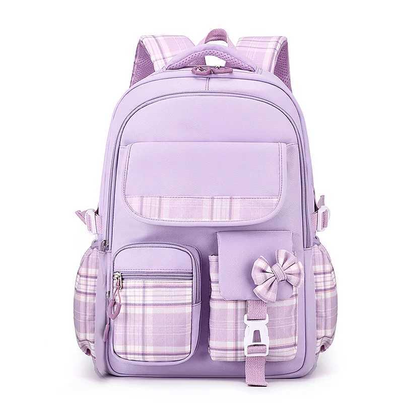 Cute Wen Backpack Waterproof Multi-Pocket Nylon School Backpack for Students Female Girls Kaii Laptop Bookbag Purple Backpacks Y250722