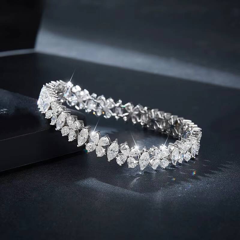 Ruizuan Luxury Jewelry Men Women Moissanite Sliver 925 Bracelet Diamond Jewelry Hand