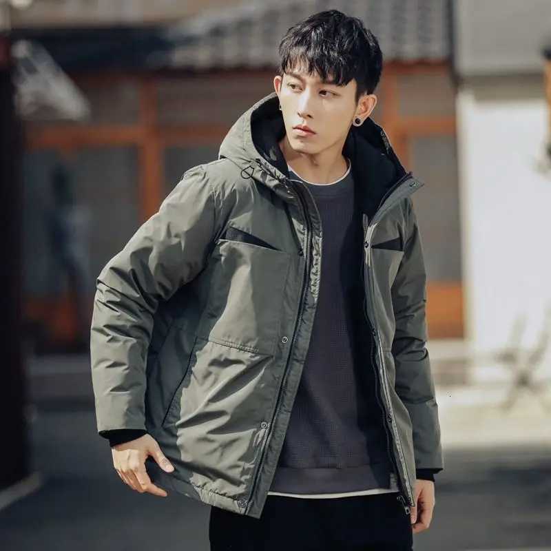 Mens Winter Warm Down Jacket Windproof Hooded Bomber Zipper Parka Long Sleeve Thick Jacket Mens Clothing New W250722