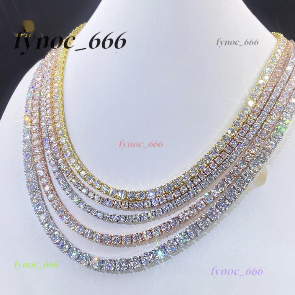 New Arrival Iced Out D Color 2MM 3MM 4MM 5MM 6.5MM VVS Moissanite Diamond 925 Sterling Silver Tennis Chain Necklace for Men