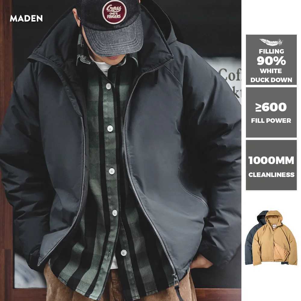 Madon Winter Hooded Down Jacket for Men White Duck Down Filling Thickened Warm Outer Coat Outdoor Windproof Parkas Black Jacket W250722