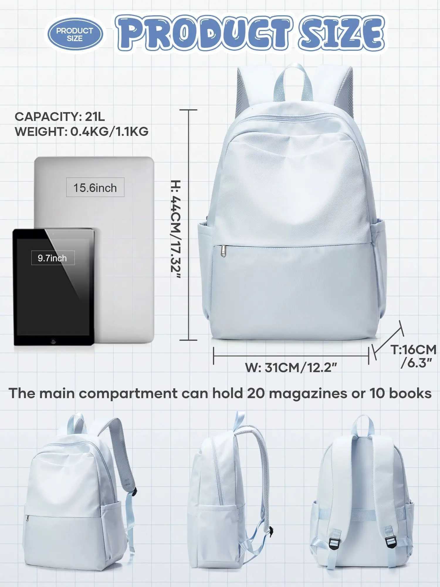 15.6in Laptop Backpack for Teen Girls Cute Bookbag Ahetic for Middle College School Big Student College Wen Y250722