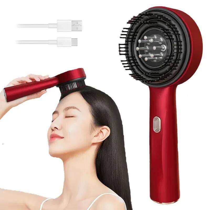 3 Modes Electric Vibration Comb Red Light Therapy Hair Growth Massage Scalp Brush Oil Liquid Applicator Head Massager