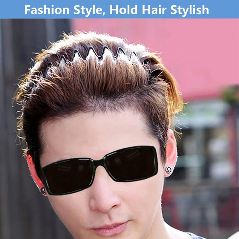 Unisex Black Elastic Non Slip Simple Metal Headbands For Men Women Wavy Hairband Spring Hair Hoop Fashion Accessories 250716