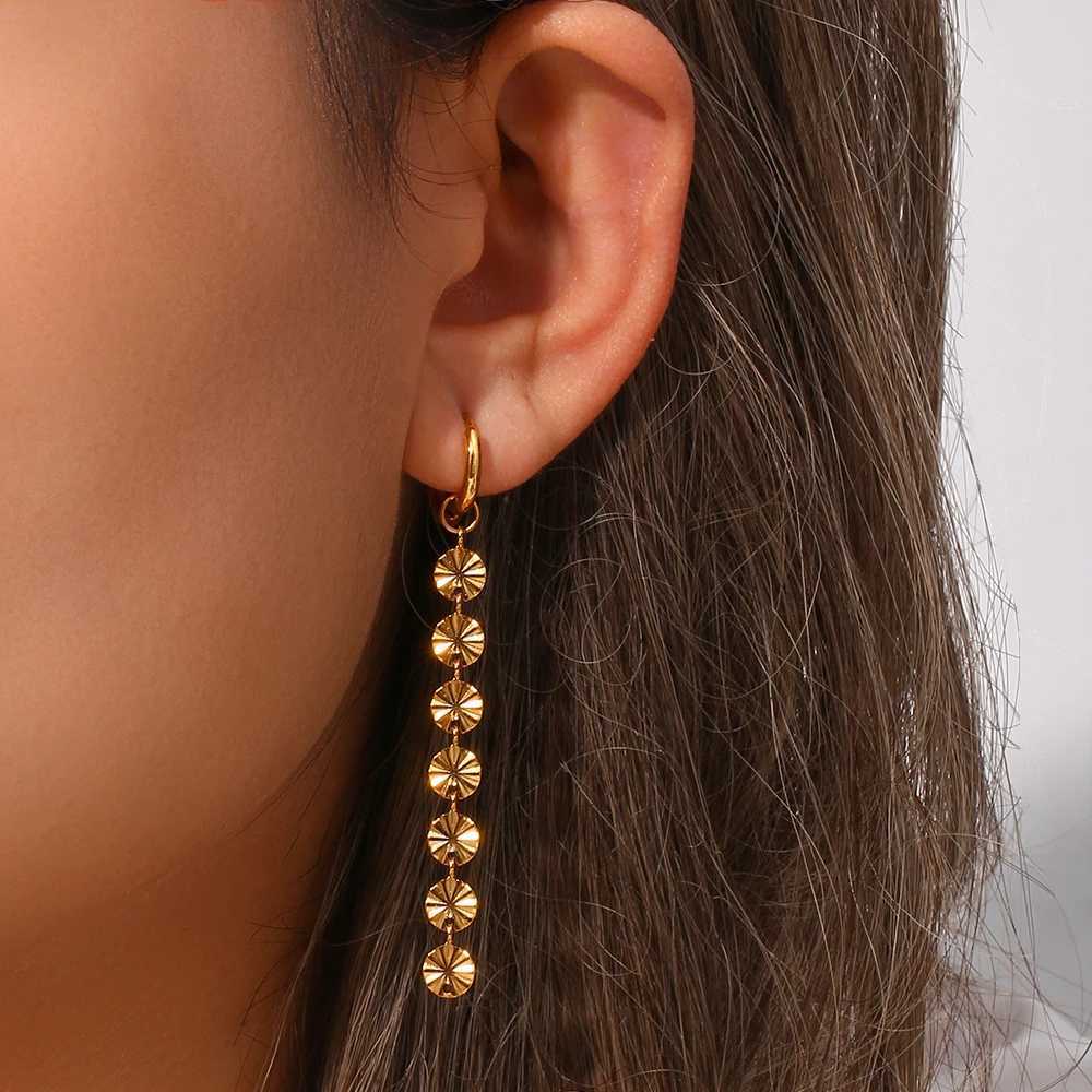 2022 18K Gold Plated Snowflake Long Tassel Earrings Waterproof Female Earrings for Women High Quality Stainless Steel Jewelry XJ250722
