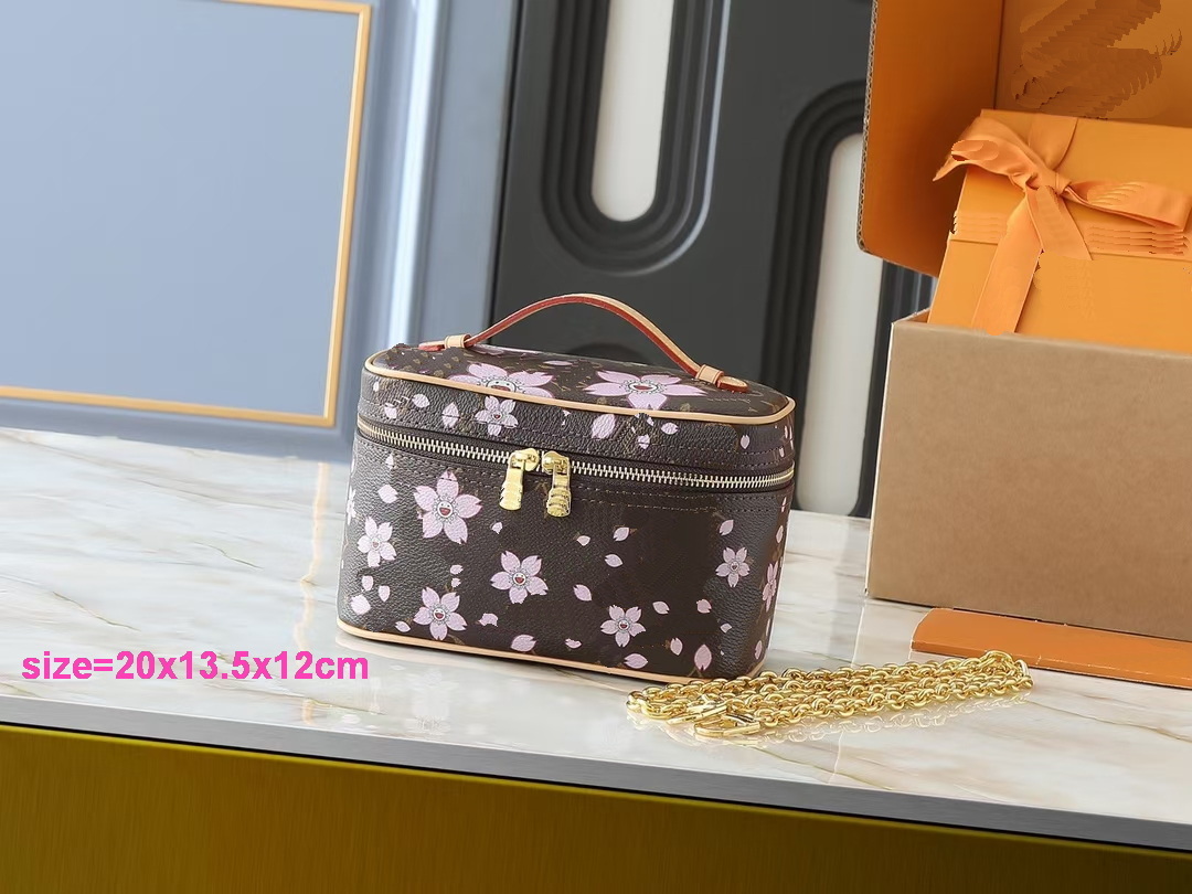 Womens tote bags cherry blossom designer bag small flower genuine leather crossbody shoulder Bag luxury brown women Handbag fashion purse