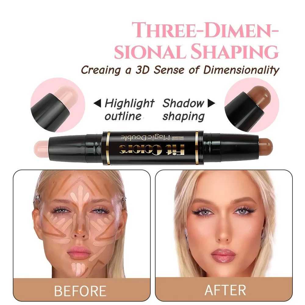 Double-Head Highlight Shadow Stick Face Bronzer Contouring Pen Foundation Cream Concealer Makeup Base Beauty Womens Cosmetics W250722