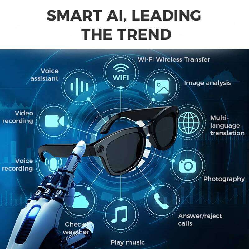 AI Smart Glasses Camera Video Translation Sunglasses Men Women Bluetooth Call Music Touch Eyewear Blue Light Protection Shades
