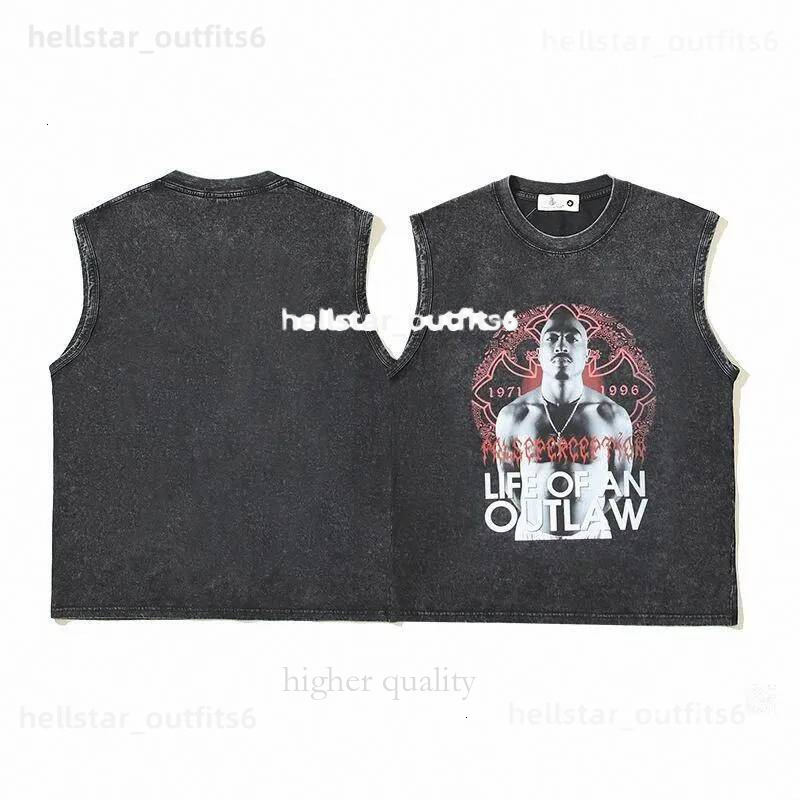 5s Mens Tank Top t shirt Vest Summer Washed Sleeveless Tshirts Hip Hop Letter Graphic Print Gothic Streetwear Harajuku cotton Men Clothing Underwear S