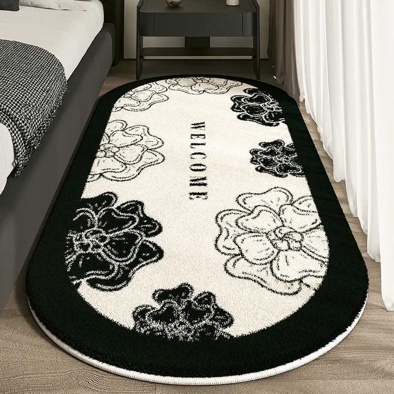 VIKAMA Cashmere Imitated French Small Fragrance Bed Rug Advanced Sense Living Room Study Oval Dirt Resistant Non-Slip Carpet XJ250722