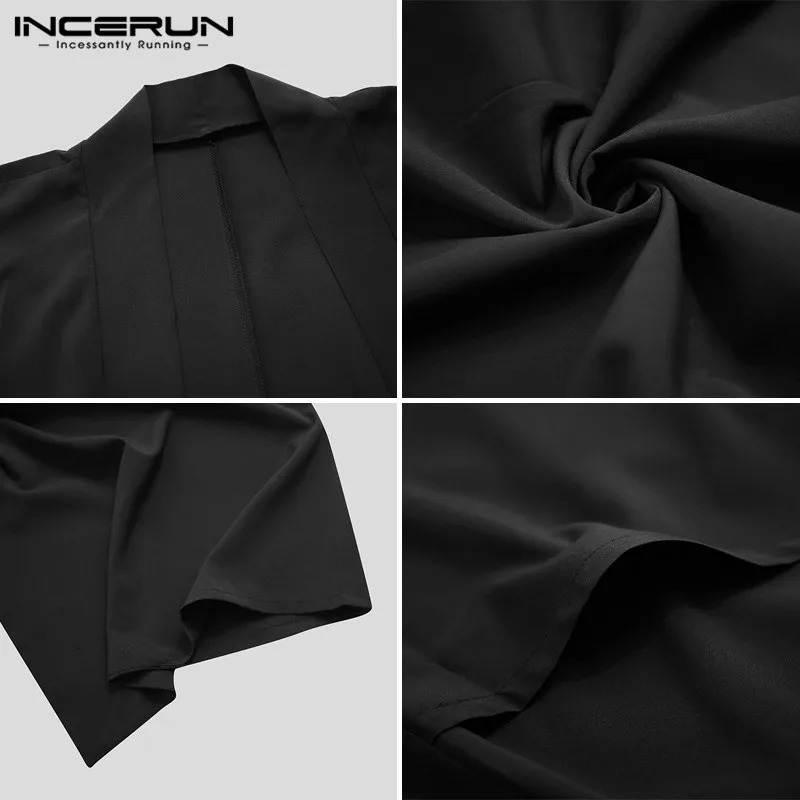 Men Trench Cardigan Open Stitch Loose Long Sleeve Streetwear Punk Solid Color Fashion Long Coats Mens Cloak Capes INCERUN 250714