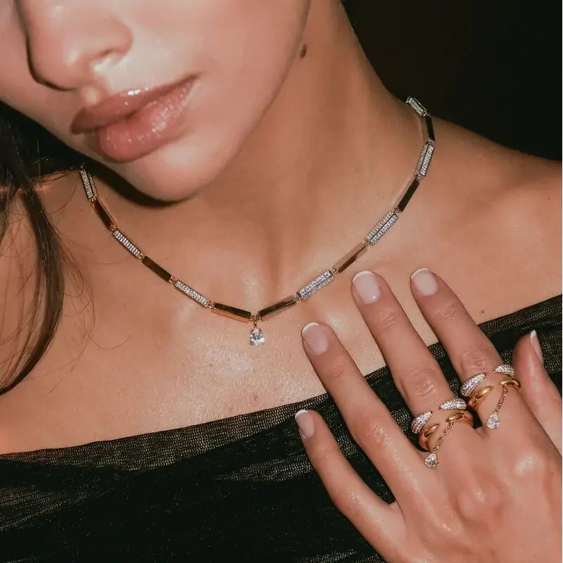 sdzstone 2025 New Multi Color Spliced Bamboo Chain Bling Cubic Zirconia For Women Fashion Elegant Geometric Jewelry