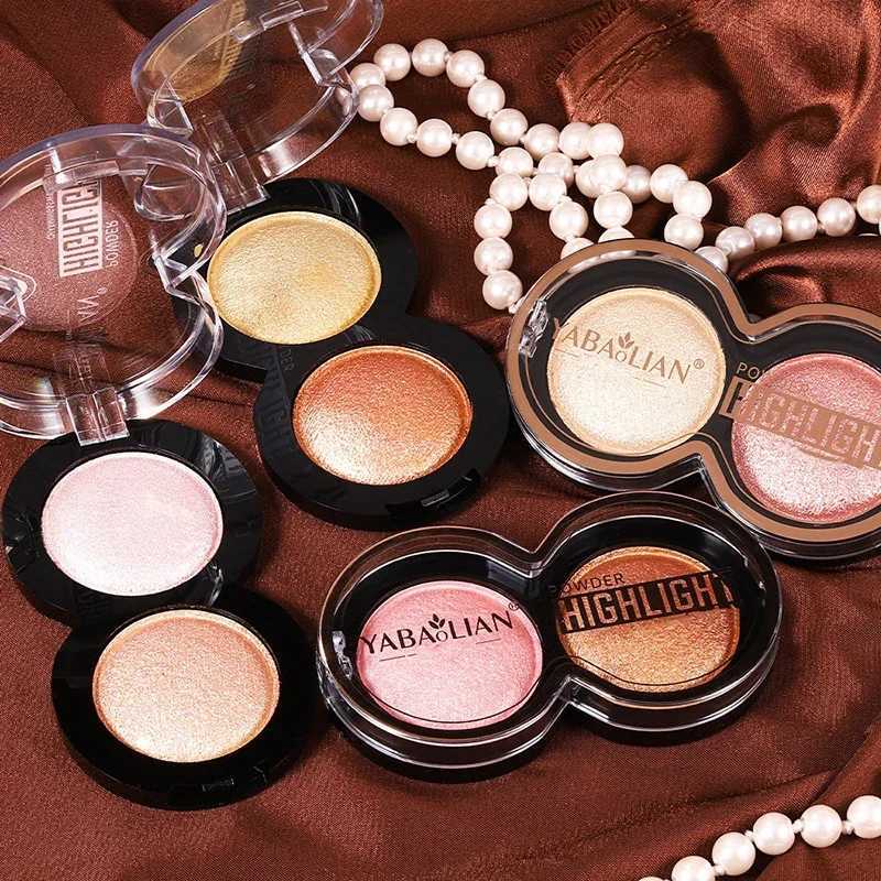 2 Tone Highlight Powder Gloss Glitter Highlight Contour Palette Natural High Gloss Contour Concealer Cheek Color Lasting Light W250722