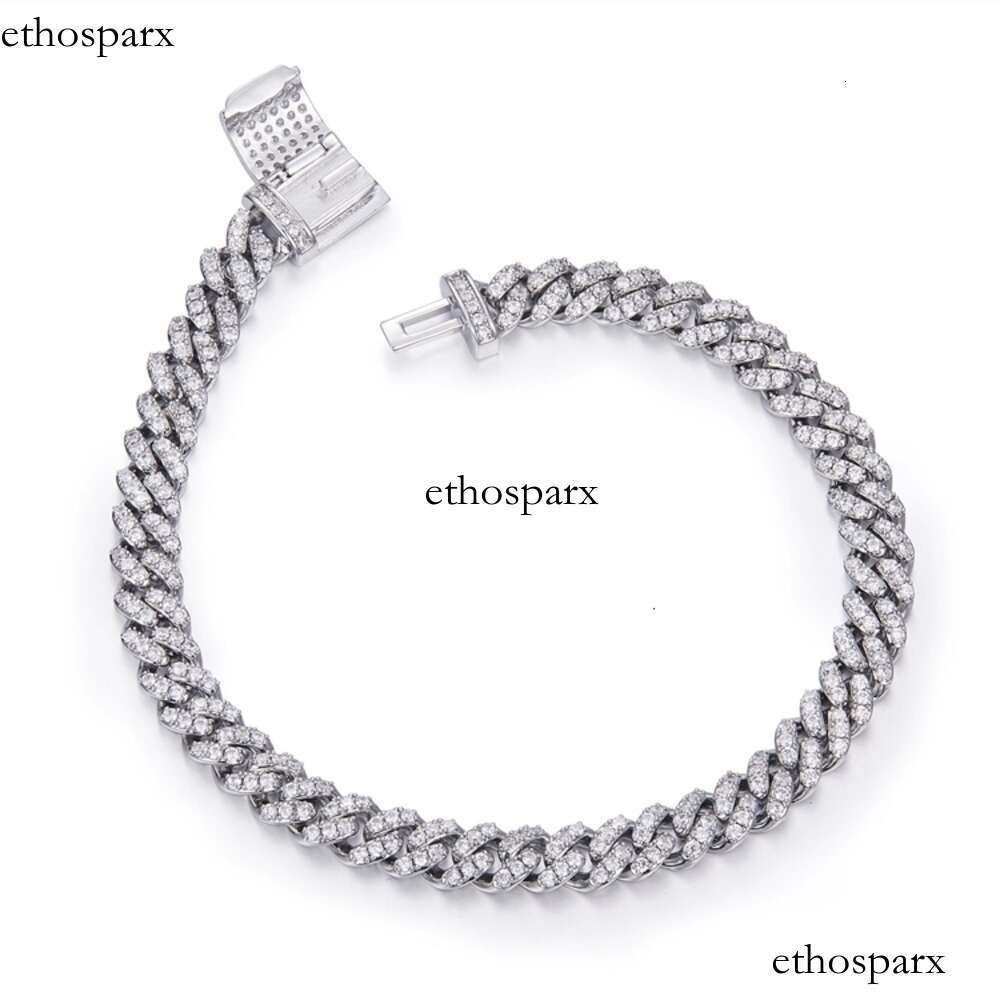 6mm hip hop iced out 925 silver necklace link cuban mossinate diamond vvs moissanite chain fine jewelry