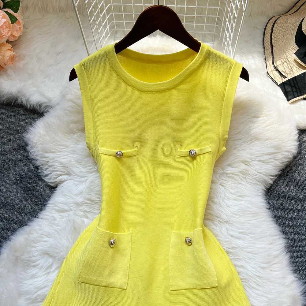 2025 Summer Pleated Short Dress Women O-neck Slim Waist A-line Party Dress Streetwear Lady Outfits Vestido XJ250722