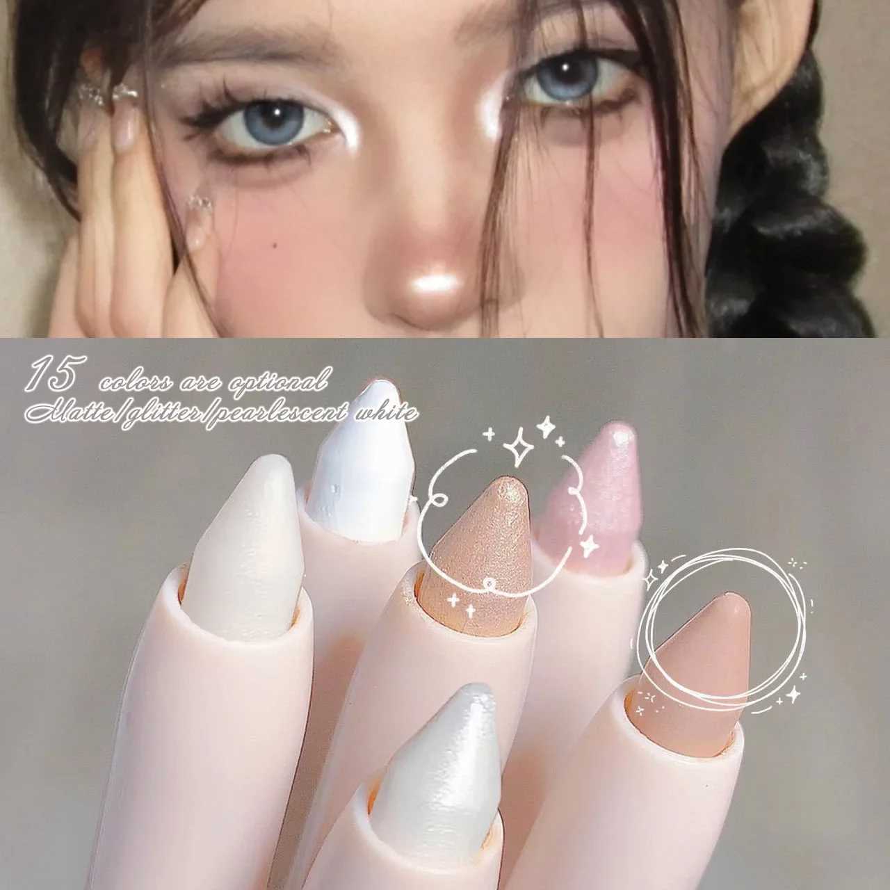 Eyeshadow Lying Silkworm Highlighter Pen Korean Eyes Makeup Matte White High-gloss Brightening Glitter Eyeshadow Stick W250722