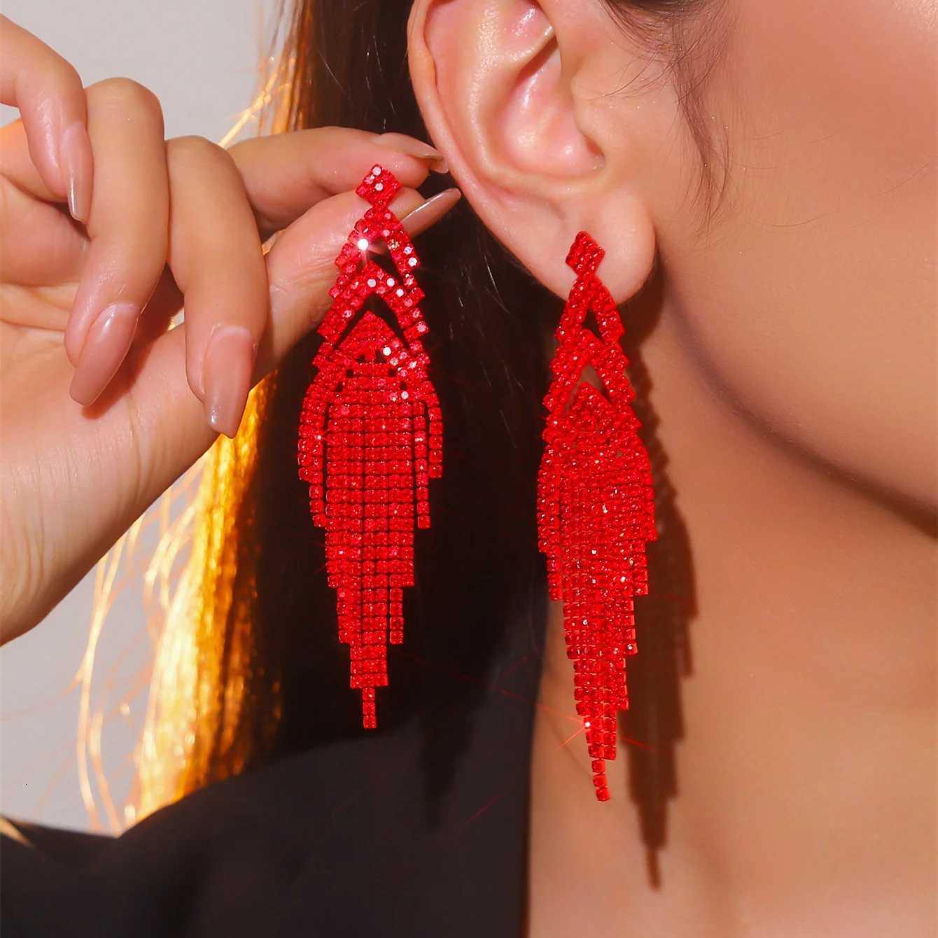 Rhinestone Sparkling Drop Earrings Silver Prom Wedding Chandelier Earrings Long Tassel Earrings Jewelry For WomenXJ250722