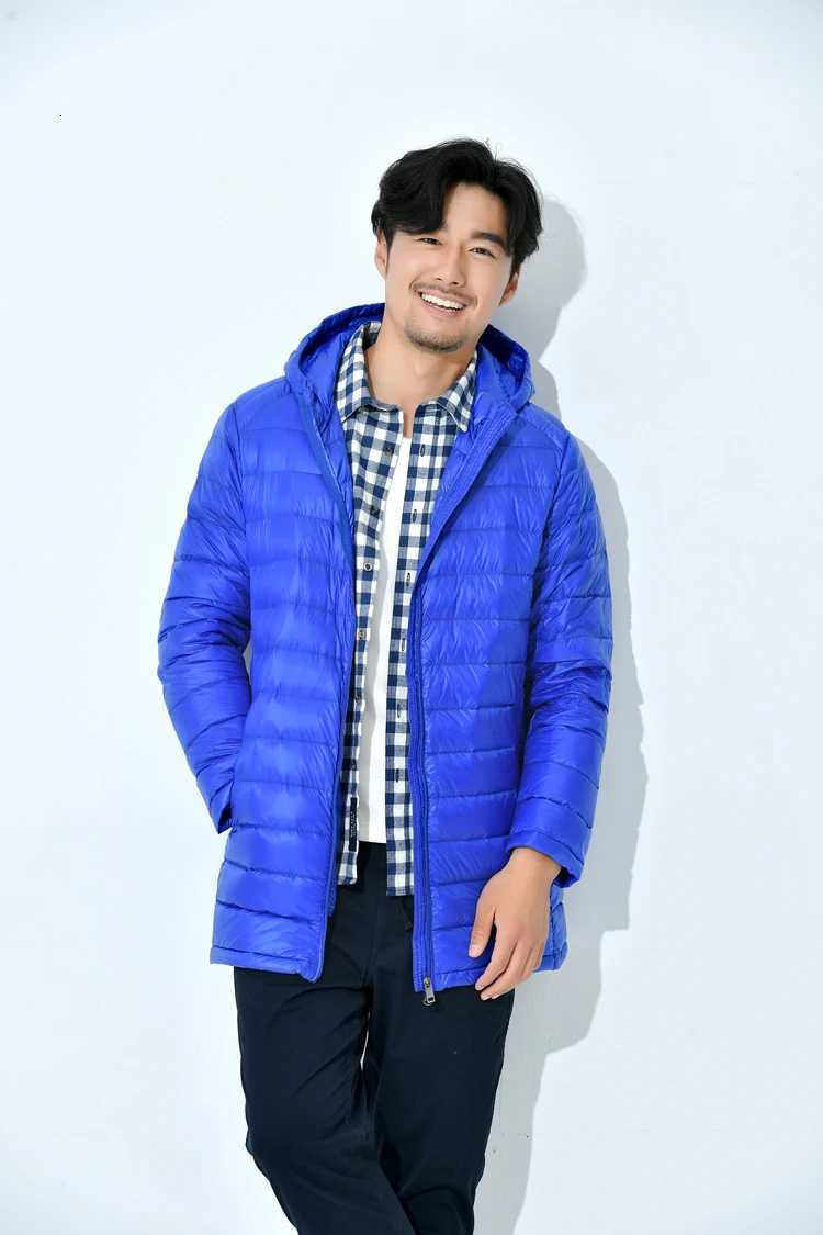 2023 New Mens Winter Lightweight Plus Size Puffer Jackets X-long 90% White Duck Down Water and Wind-Resistant Casual Coat W250722