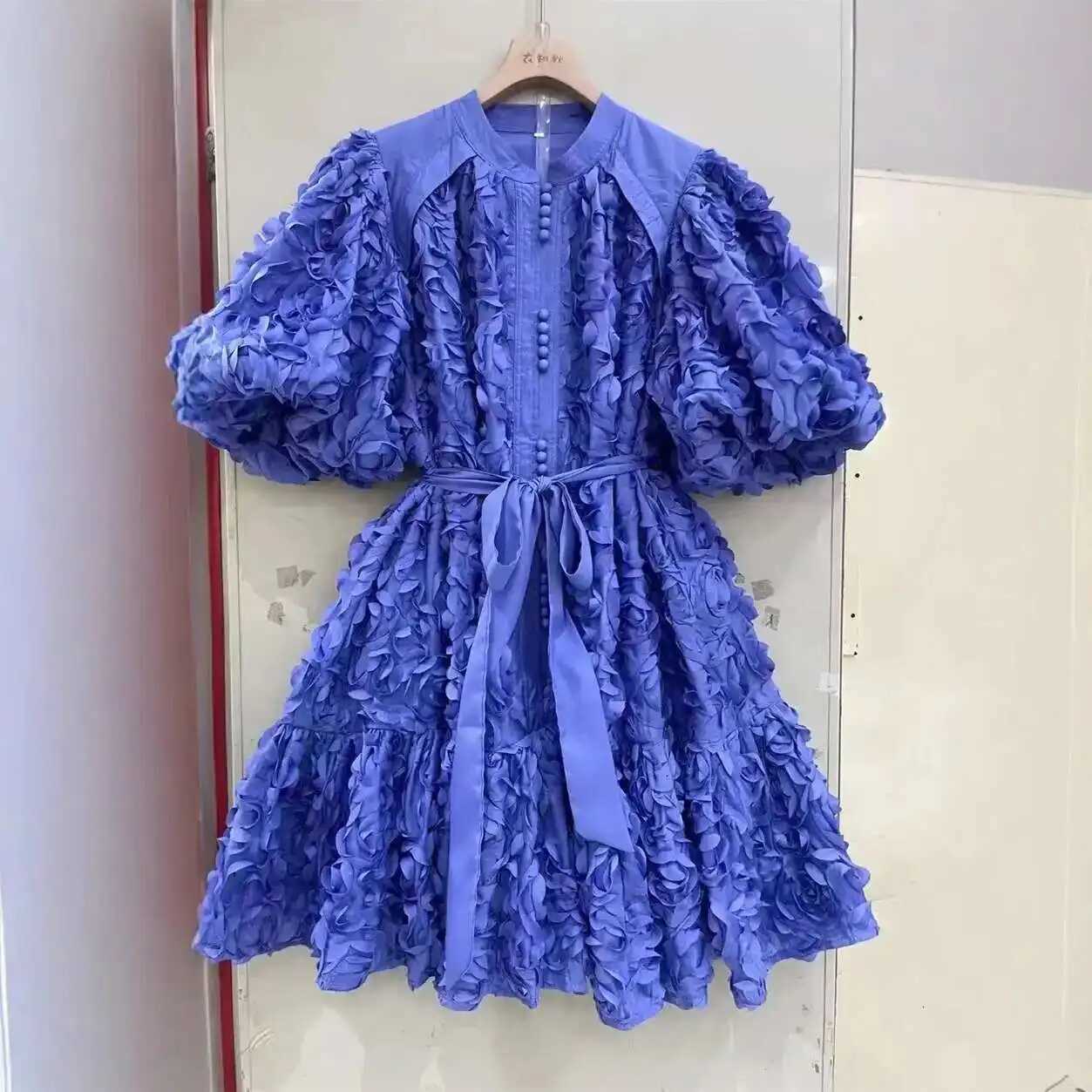3D Flower Evening Dresses for Women Summer Holiday Bubble Sve Party Prom Dress Formal OccasionXJ250722