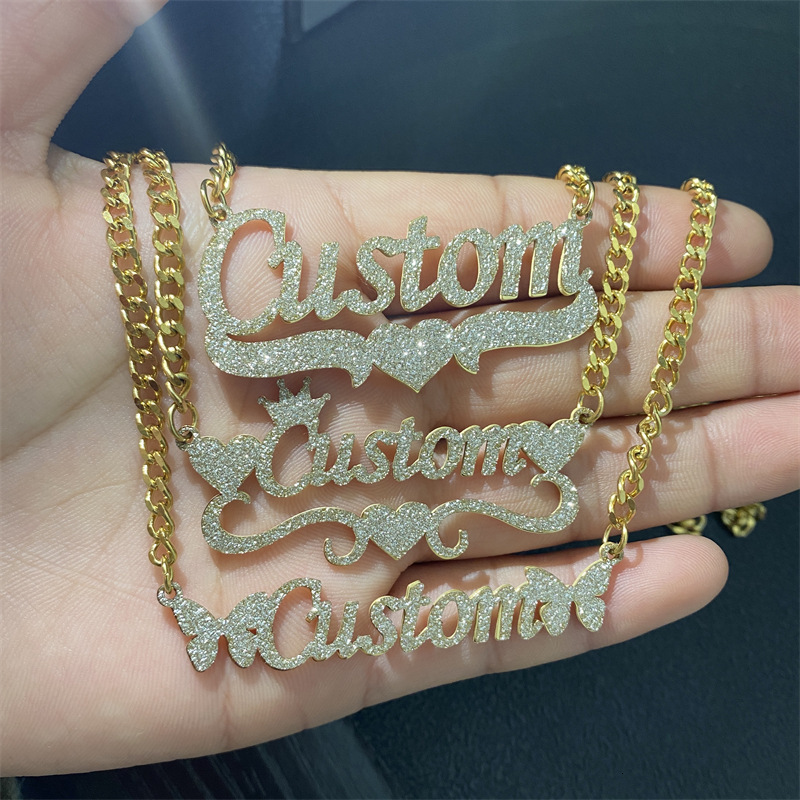 Customized Name Double layer 3D Name Necklace Personalized Letter 3D Name Necklace Womens Personalized Necklace Gift 250420