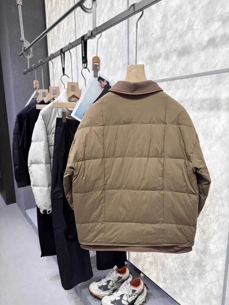 Spliced Turndown Collar Winter Mens Down Coat Single Breasted High Street Outerwear Long Sleeve Loose Fit Warm Casual Jacket W250722