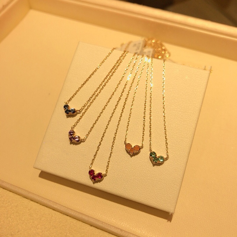 Designer Jewellery High Quality Light Luxury Birthstone Heart Necklace with Month Gemstone Clavicle Chain for All Occasions Gift Textured Elegant Acce