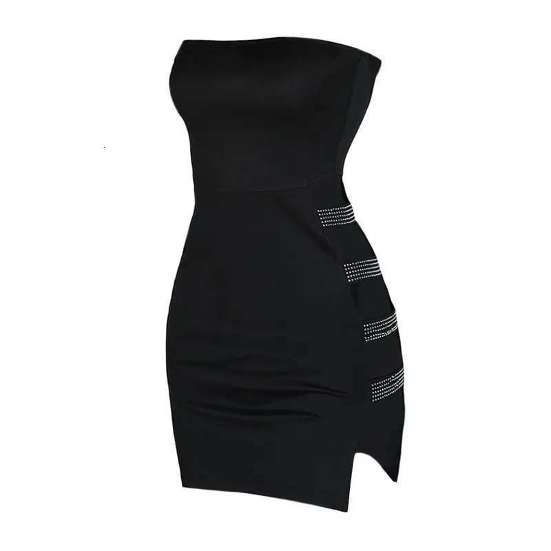 Women Sexy Tube Pencil Dress Sexy Club Summer Clothes Fashion Solid Color Rhine Hollow Skinny Mini Dress XJ250722