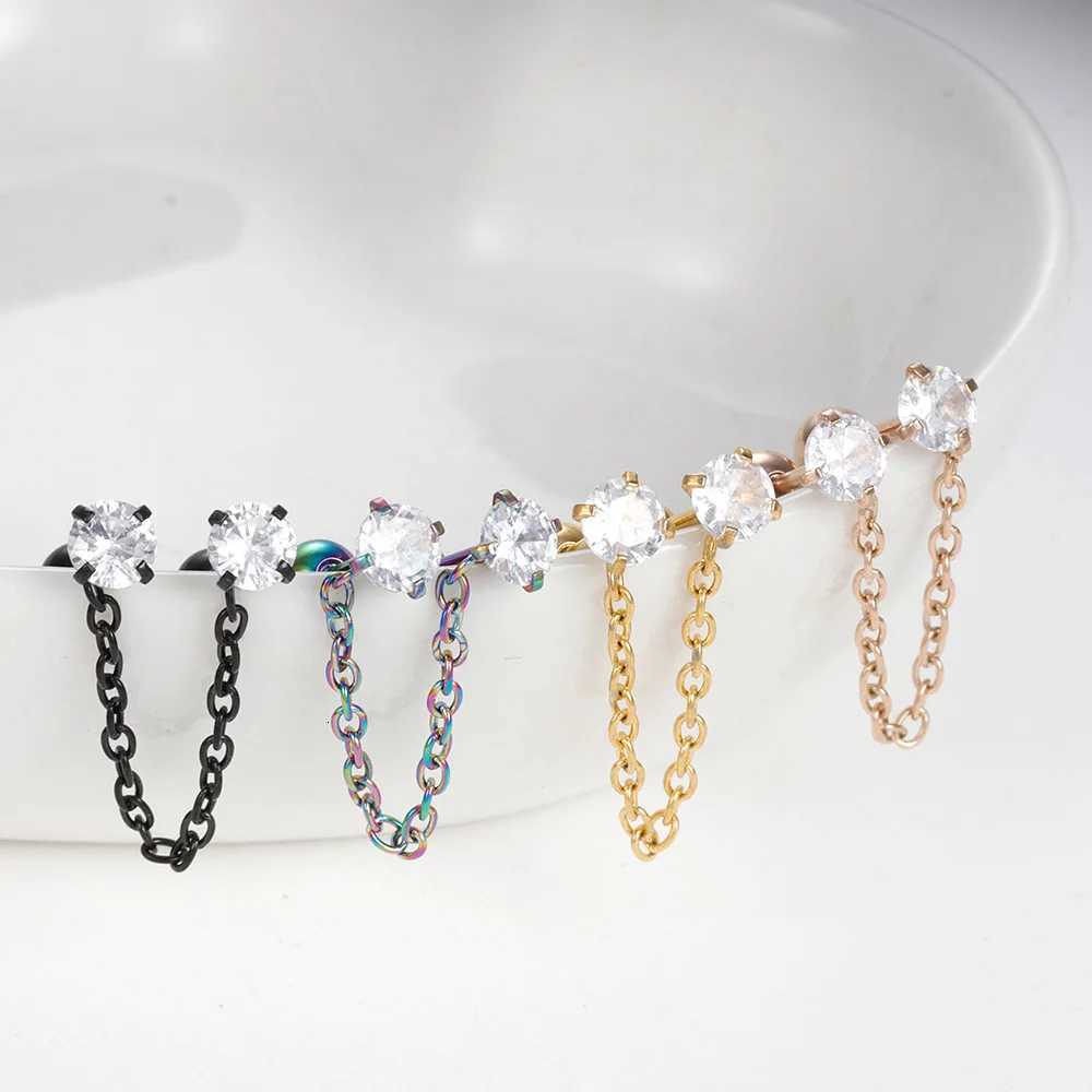 New Arrival Stainless Steel Ear Studs Tassel Chains Earrings For Women Fashion Crystal Zirconia Drop Earrings Piercing JewelryXJ250722