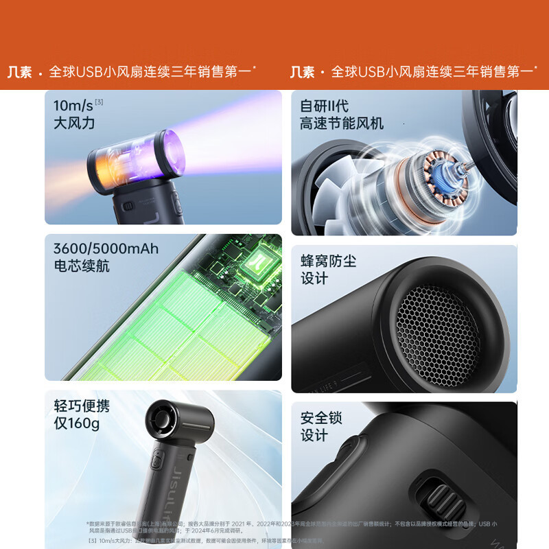 JISULIFE Portable Handheld Turbo Fan Life 9 Electroplate Plus Fashionable 5000mAh High-performance Strong wind Fashion Item 250604