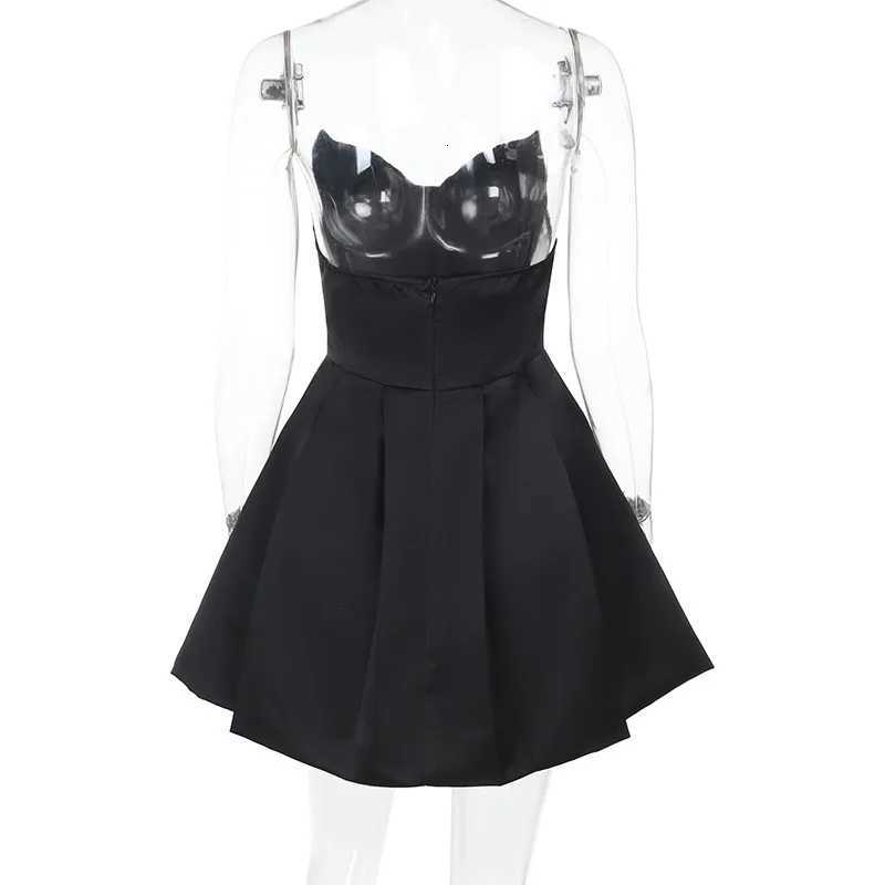 NIDANSSI Satin Strapless Backless Evening Party Dress Women Robes Pleated Bodycon Sexy Mini Dress Summer Dress Vestidos XJ250722