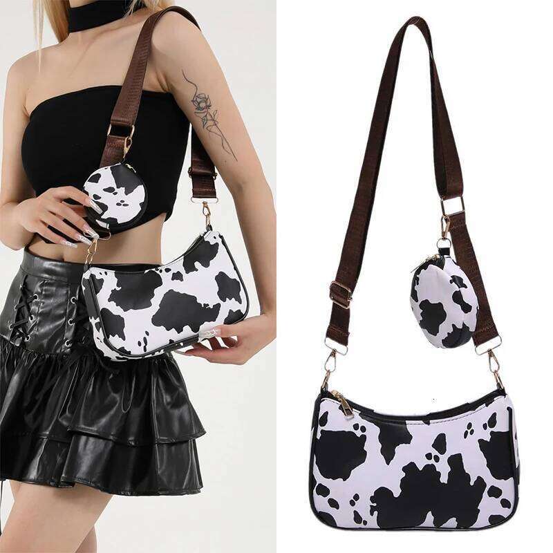 Cow Leopard Prints Chest Bags Women Canvas Large Capacity Shoulder Crossbody Bag Fashion Latest Saddle Underarm Handbags