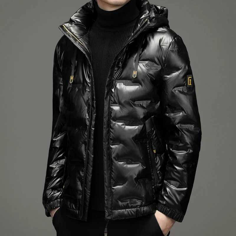 2025 Winter Mens Warm Hooded Duck Down Jacket Outdoor Windproof Waterproof Puffer Coat Solid Color Padded Top Clothing W250722