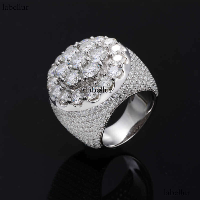 Mens Fine Ring 925 Sterling Silver Brilliant Cut VVS D Moissanite Diamond Wedding Occasion Metal Iced Out Cluster Ring