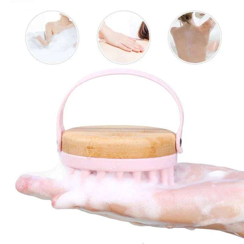 New Environmentally Friendly Silicone Bamboo Wood Bath Children's Hair Washing Scrubbing Brush, and Magic Tool