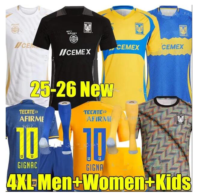 4XL LIGA MX Tigres UANL soccer jerseys25-26 7 Stars football shirts 25-2025 GIGNAC F.THAUVIN FERNANDEZ NICO PIZARRO C.SALCEDO VARGAS men women kids kits sock full sets