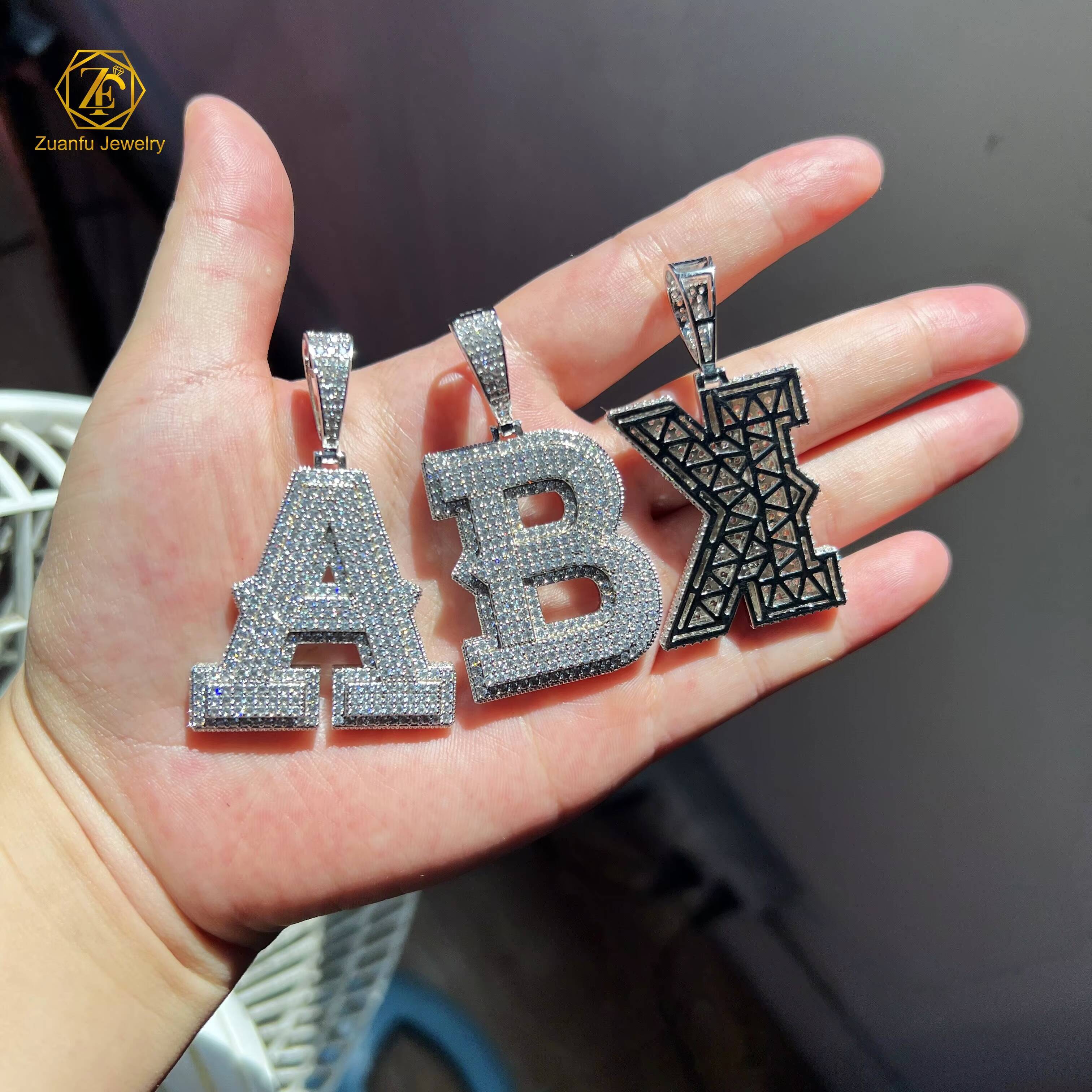 Custom Hip Hop Jewelry Pendant Pass Diamond Tester Iced Out VVS Moissanite Letter Pendant 925 Silver Men Necklace Pendant