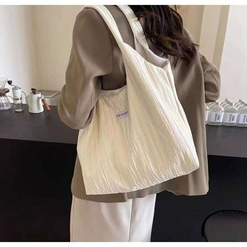 Simple Casual Striped Large Capacity Women's Single Shoulder Tote Multi-Purpose And Versatile Shopping Bag, Storage Bag