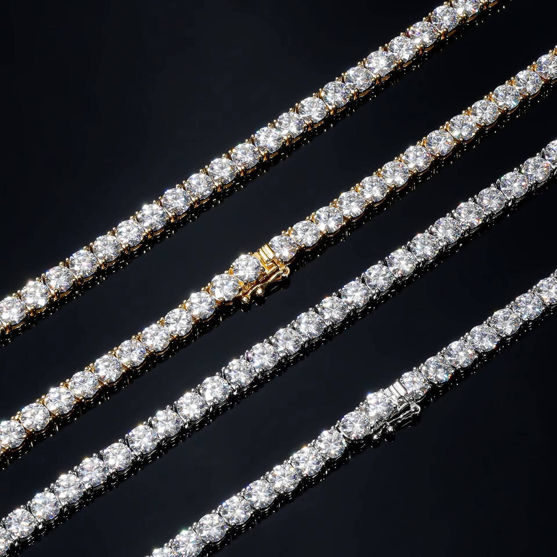 Iced Out Hip Hop D Color VVS 23456mm Moissanite Diamond Tennis Chain Necklace S925 Sterling Silver Men Women Tennis Link Chain