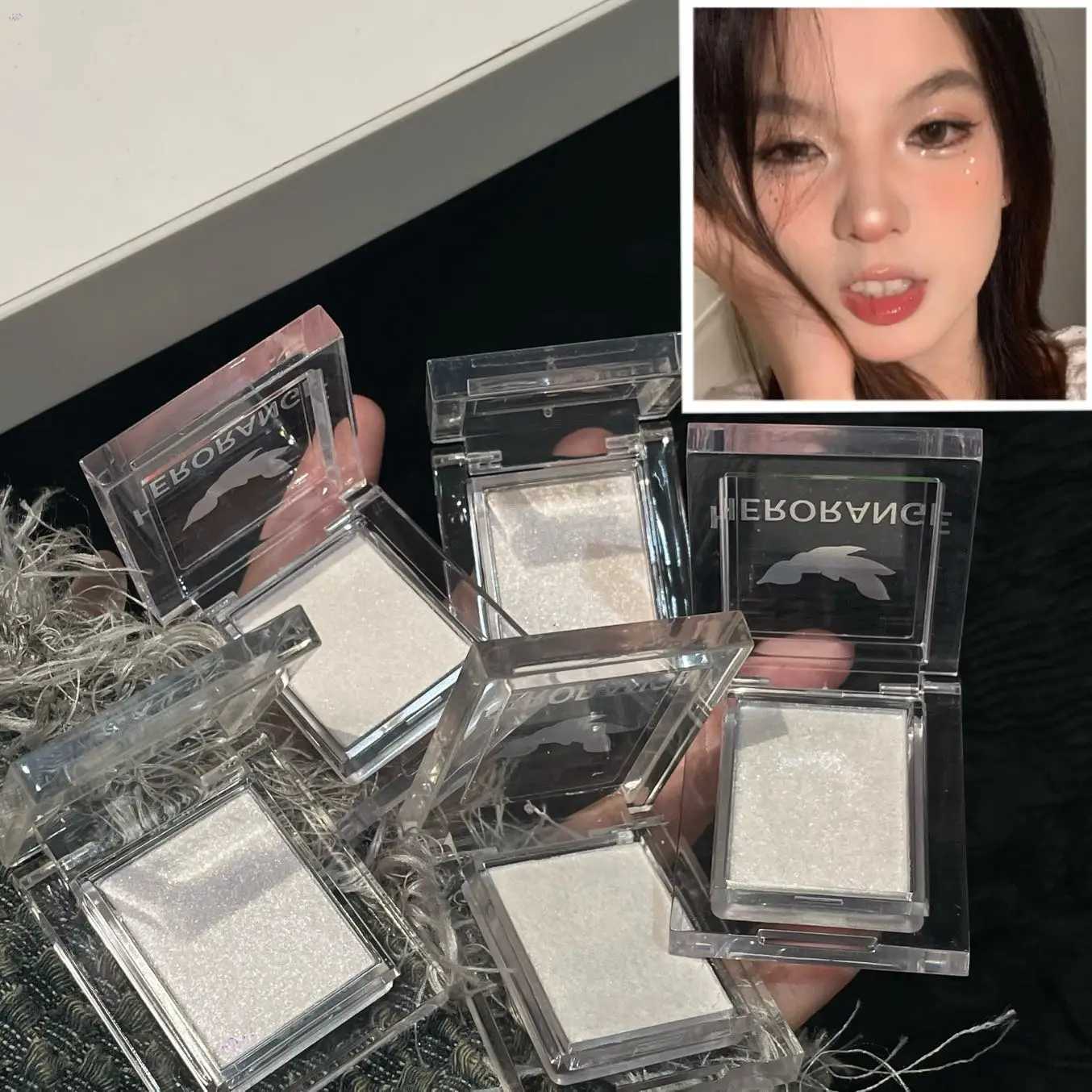 Glitter Eyeshadow Palette White Shiny Highlighter Long Lasting Shimmering Silkworm Brightening High Gloss Eye Shadow Makeup 1pc W250722