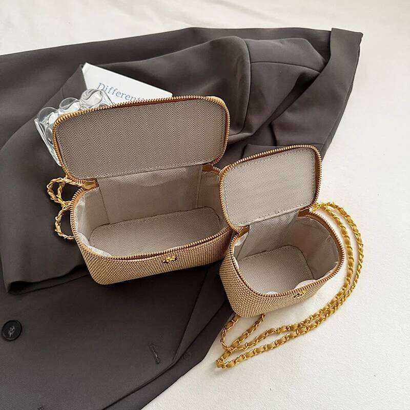 New Fashion Trend Square Pocket Box Shape PU Leather Small Cross Body Purses And Handbag Female Chain Shoulder Bag