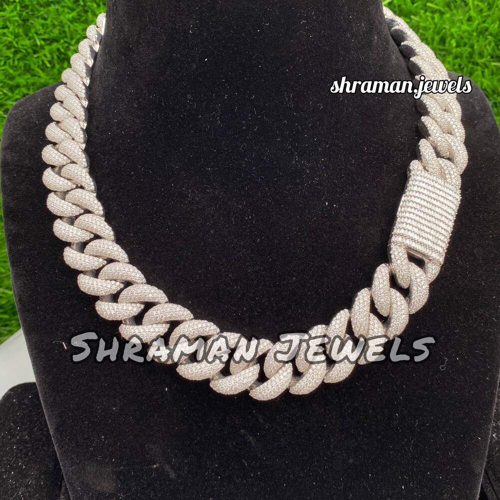 20 MM Moissanite Diamond Thick Cuban Link 925 Sterling Silver 24 Inches Iced Necklace Men Hip Hop Fine Chains Necklaces